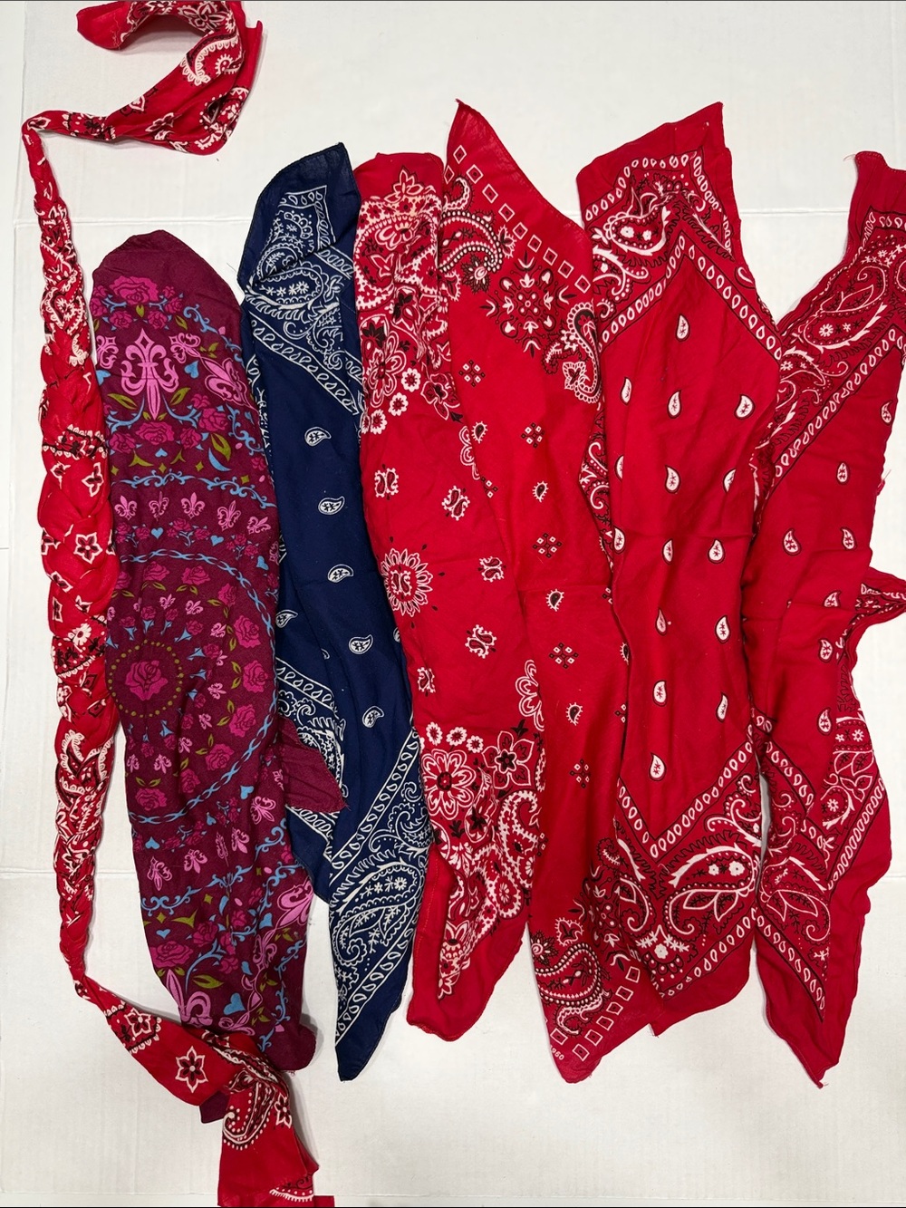 Assorted Bandana Scarves in Red & Blue set of 7